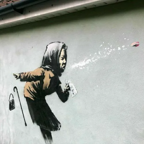 بنکسي» گرافيتي کار نام آشناي انگليسي در اثر جديدش دردسرها