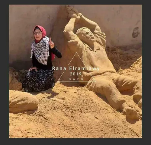 این دختر فلسطینی با مجسمه های شنی حرف می زند «رانا الرملا