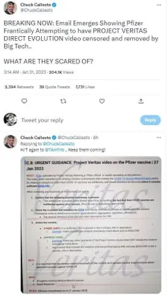 💢ایمیل افشا شده ای نشون میده که فایزر سعی داشته ویدئویی ک