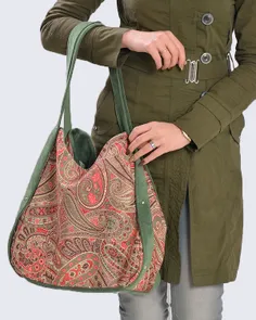 کیف پارچه ای مدل سارا ترنج سبز پوشاک شیما