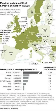 ✅ اینفوگرافیک/ مسلمانان چند درصد جمعیت اروپا هستند؟