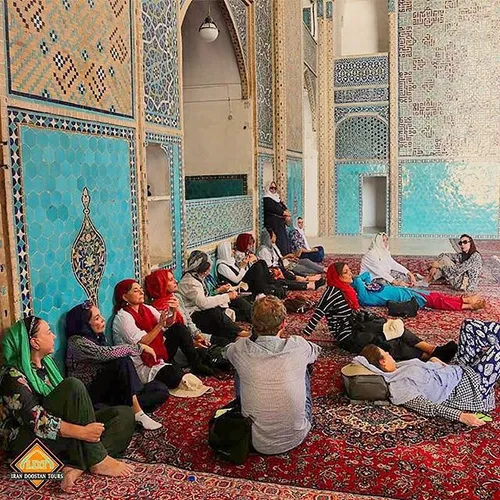 Catching breath in gorgeous Jameh Mosque of Yazd. Iran. P