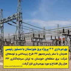 بهره‌برداری ۳۲ پروژه ‌برق ‌‌خوزستان با دستور رئیسی‌