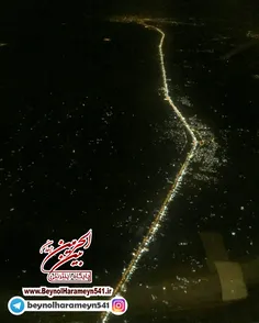 تصویر هوایی بسیار زیبا از مسیر پیاده روی اربعین از نجف تا