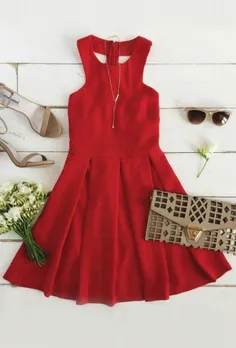#مدل لباس با #تم رنگ #قرمز 