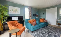 خانه ای سرشار از آرامش با ترکیب رنگ نارنجی و آبی #دکوراسی