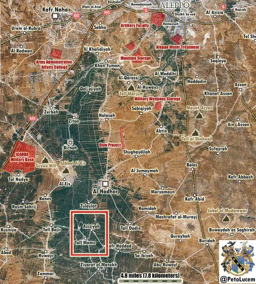 نقشه منطقه عزیزیه .جنوب حلب .