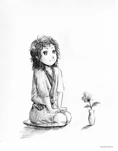#book #bunny #drawing #flower #girl #pencil #tree