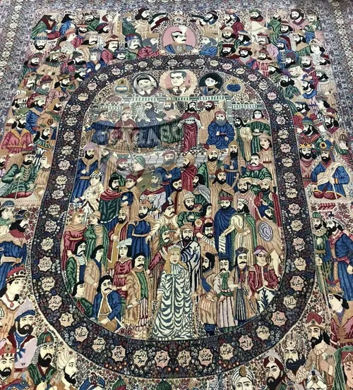 ۱۲۰ شاه ایران در یک قاب تابلو فرش نفیس ۶ متری کرمانی با ۲
