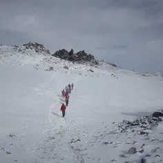 Mountaineers climbing the summit of Mount Savalan. #Meshk