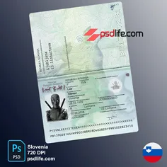 Slovenia passport best fake psd template full editable with all fonts free download