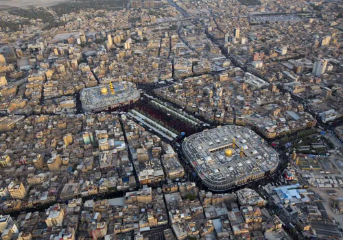 جدیدترین تصویر هوایی از حرمین شریفین کربلاء / محرم 1395