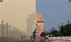 ‏مقایسه هوای ‎دهلی نو (هند)؛ قبل و بعد از اومدن ‎کرونا!😁😁