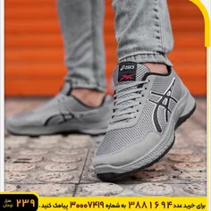 🏆کفش ورزشی Asics طوسی روشن مردانه مدل BARZIN