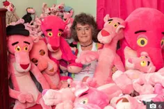 زن 79 ساله انگلیسی بیش از 1400 عروسک و مجسمه پلنگ صورتی ر
