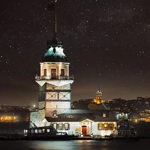 Maiden Tower with Galata Tower... Istanbul comeseeturkey 