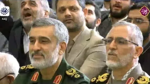 لبخند جالب و زیبای سردار حاجی زاده وقتی رهبری میگن "رژیم 