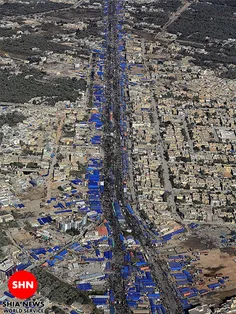 تصویر هوایی از راهپیمایی اربعین حسینی _ عراق