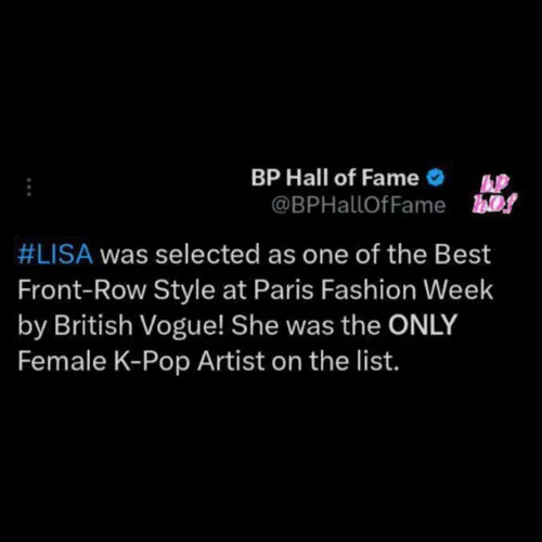 لیسا توسط مجله Vogue بریتانیا به عنوان یکی از بهترین استا