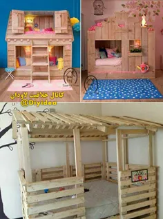 ✳ ️ساخت کلبه چوبی در اتاق کودک با پالت های چوبی و تخته