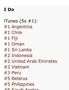آهنگ پری ریلیز I DO در رتبه یک  آیتونز 5 کشور قرار گرفته 