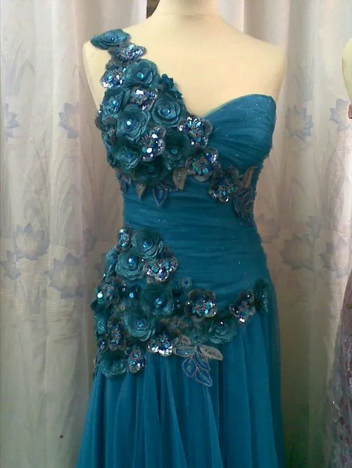 لباس مجلسی زنانه زیبا توری آبی قشنگ