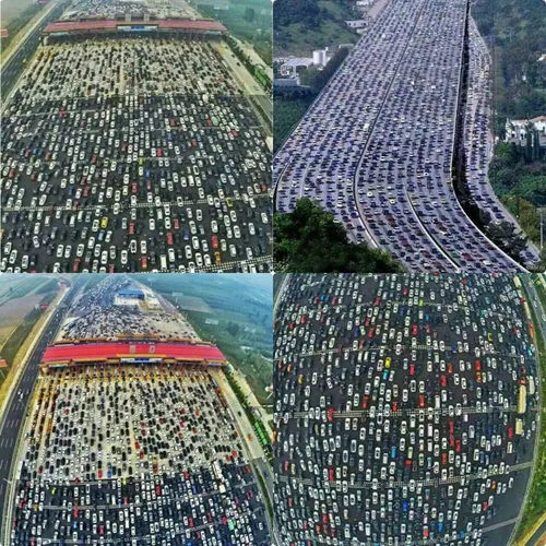 طولانی ترین ترافیک جهان در چین به طول ۲۴۰ کیلومتر که ۱۱ ر