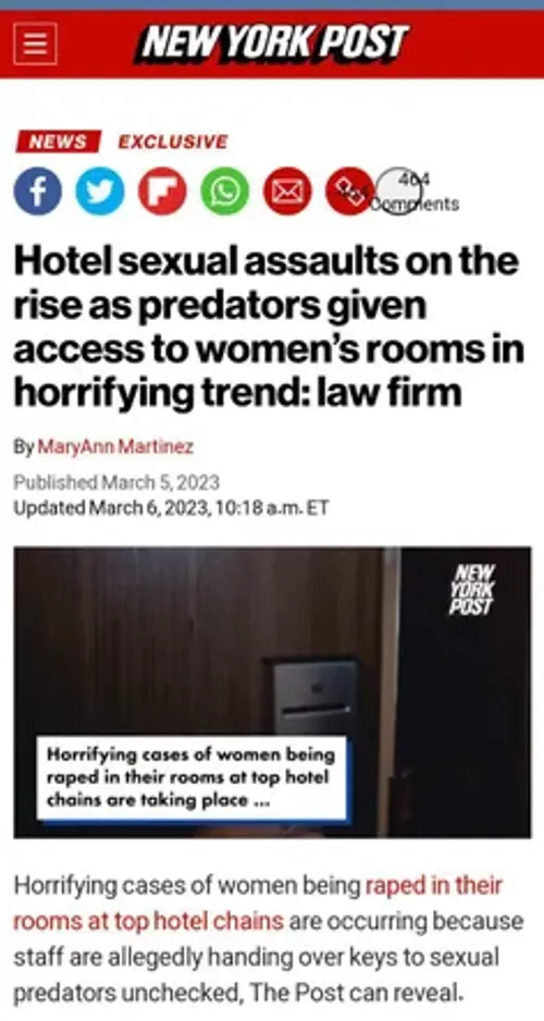 🇺🇸 آزارجنسی زنان در اتاق هتل های زنجیره ای درجه