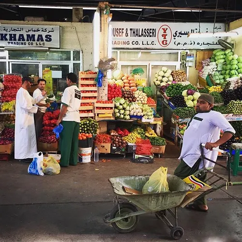 Shoppers at the Deira Fruit and Vegetable Market in Dubai