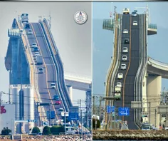 پلی اعجاب انگیز در#ژاپن با#طراحی خاص برای عبور کشتی ها
