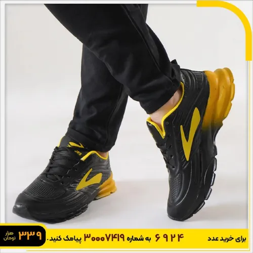 کفش ورزشی مردانه مشکی زرد مدل p802