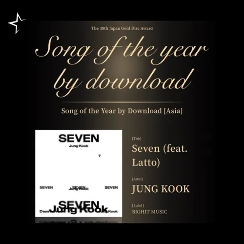 موزیک SEVEN (ft. Latto) جونگکوک موفق به کسب جایزه ی 'Song