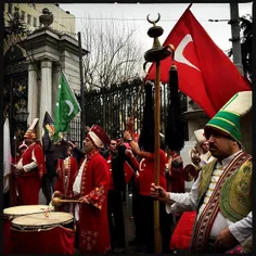 An Ottoman military band plays on Istiklal Cadessi in cen