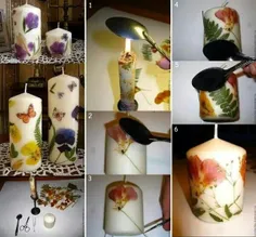 تزین شمع با گل خشک جالبه