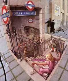 #نقاشی_سه_بعدی ای در لندن که باعث حیرت همه ی مردم می شوند