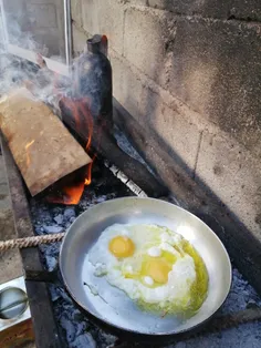 جاتون خالی تخم مرغ اتشی و چایی قلدویی چسبید تو دل طبیعت و