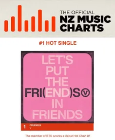 آهنگ Fri(end)s در رتبه 1 چارت Hot 40 Singles نیوزلند دبیو