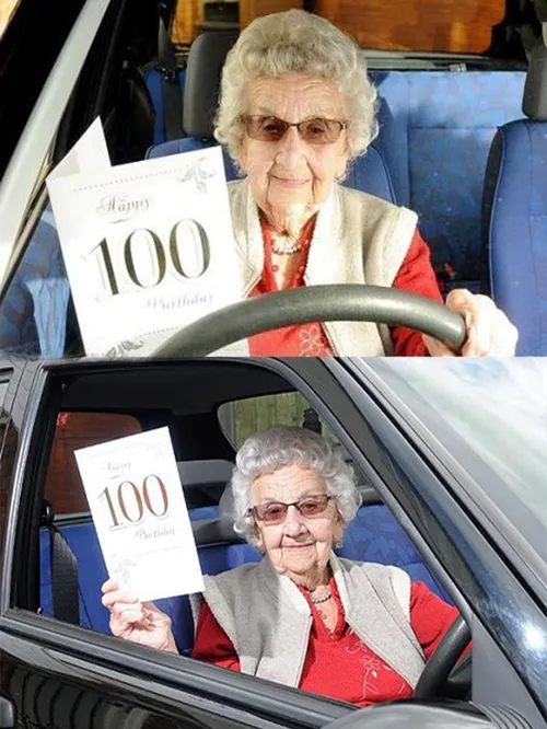 سوزی دیکسون زن 100 ساله انگلیسی با 82 سال رانندگی بدون گو