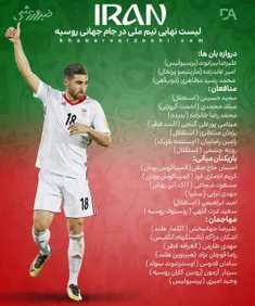 📷 لیست نهایی تیم ملی ایران برای حضور در جام جهانی 2018