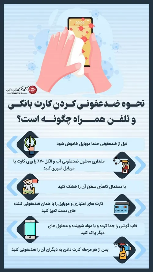 *🧴نحوه ضدعفونی کردن کارت بانکی و تلفن همراه چگونه است؟*