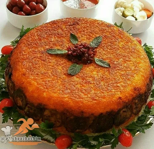 ته چین مرغ وبادمجان