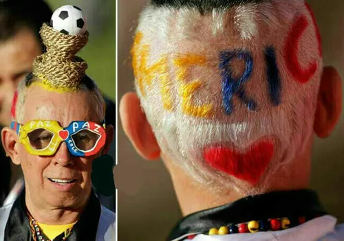 موهای عجیب و غریب یکی از طرفداران تیم ملی فوتبال کلمبیا 😐