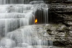 آبشار شعله ابدی نیویورک | رقص آتش میان آب