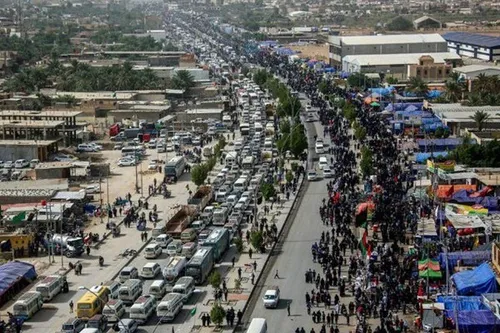 تصویر هوایی از راهپیمایی اربعین حسینی  عراق