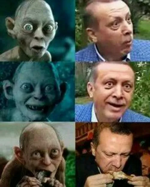 مقایسه اردوغان با گالوم( شخصیت کریه فیلم سه گانه ارباب حل