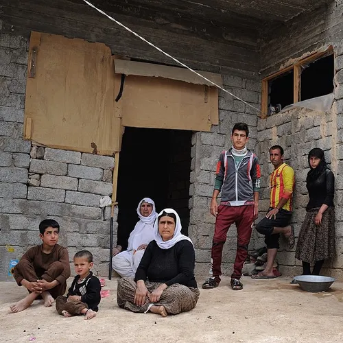 A Yazidi family that fled their home in Sinjar last Augus