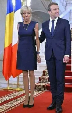 امانوئل مکرون رئیس جمهور فرانسه و همسرش