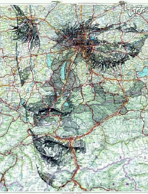 پرتره هایی در نقشه های جغرافیایی «Ed Fairburn» هنرمند انگ