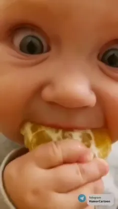 خوردن پرتقال توسط نوزاد!تا آخر ببین