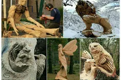 خلق #مجسمه‌های زیبا و شگفت‌انگیز با کنده‌کاری #چوب توسط ا